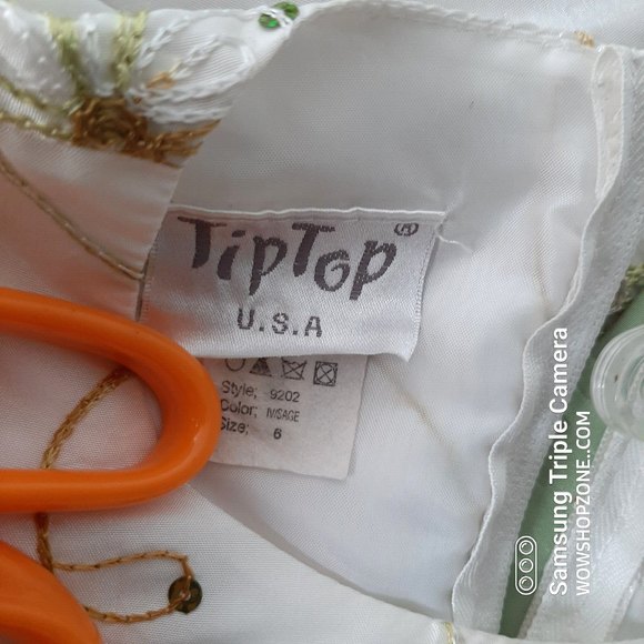 Vintage Tip Top USA Kids Girls 6 Dress Ivy Sage 9202 Embroidered Sequins Ruffles - Picture 8 of 10